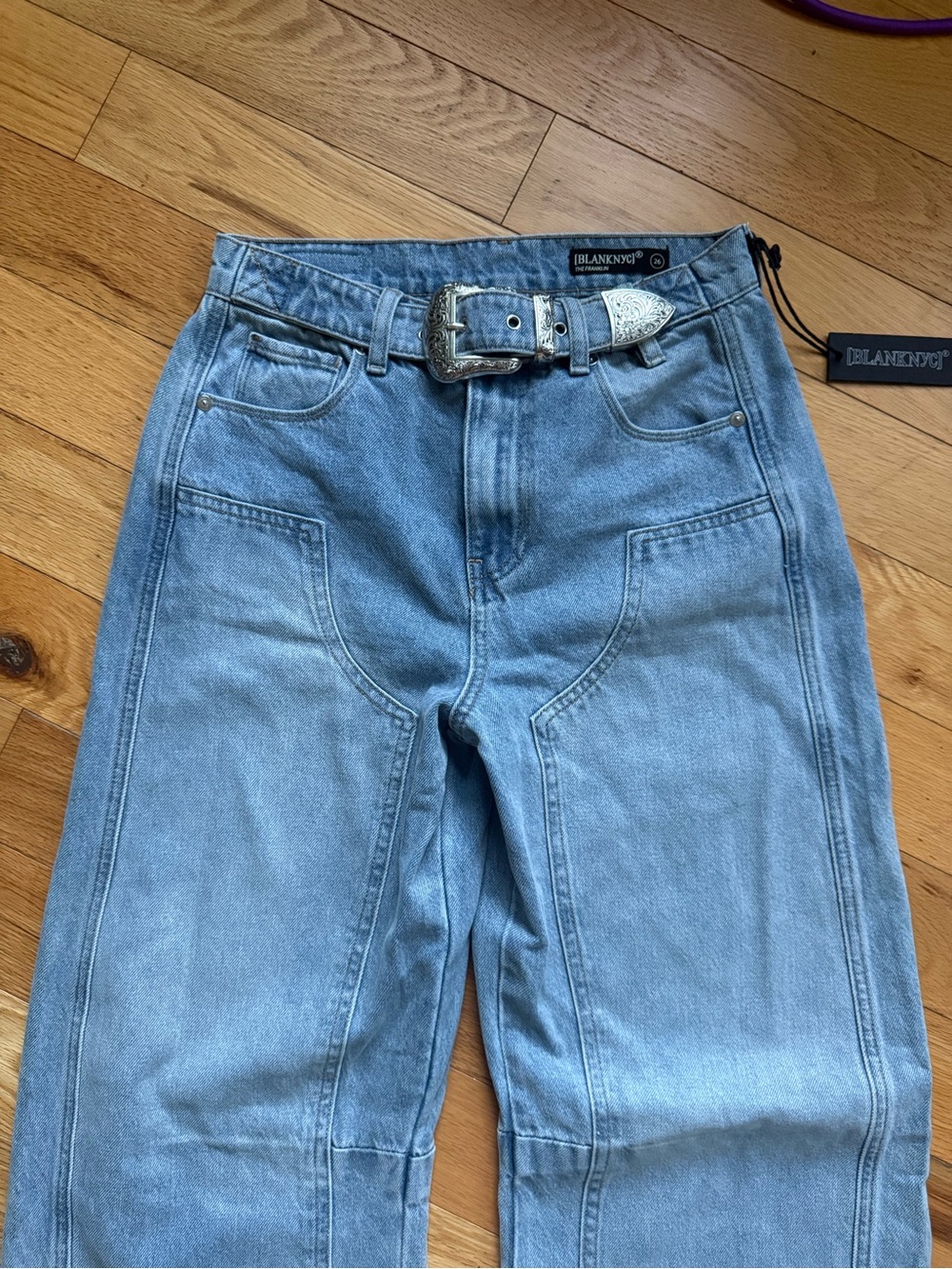 👖Ntw Blank NYC the franklin ribcage wide-leg highrise size 26 with patches